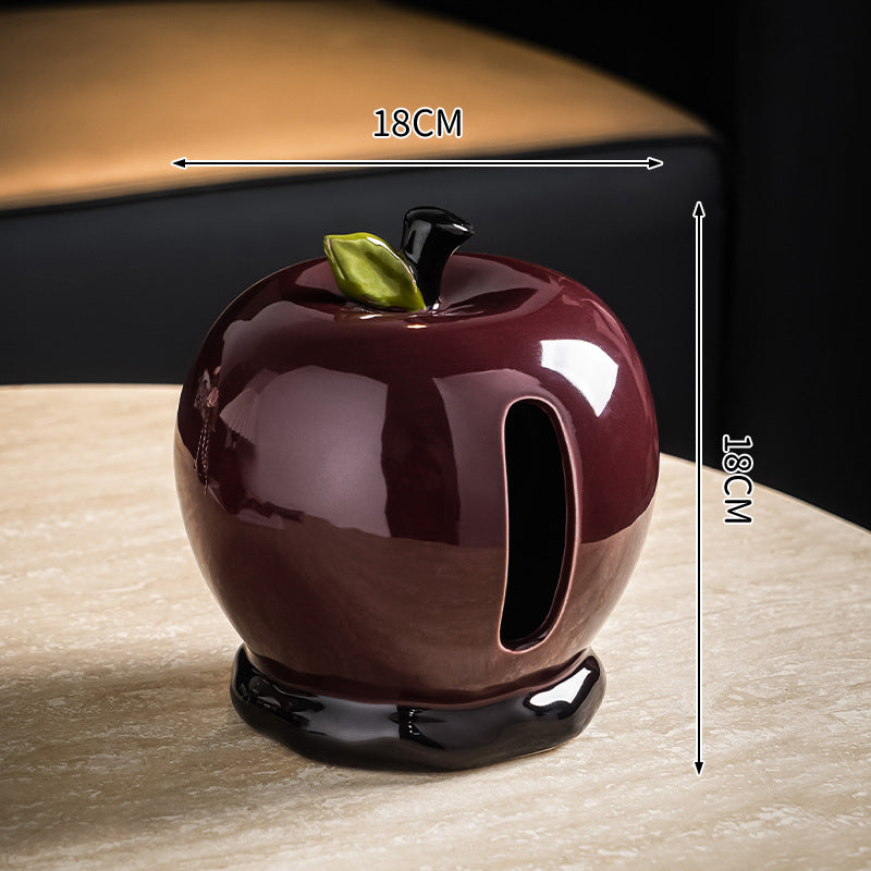 Red apple ceramic tissue box holder