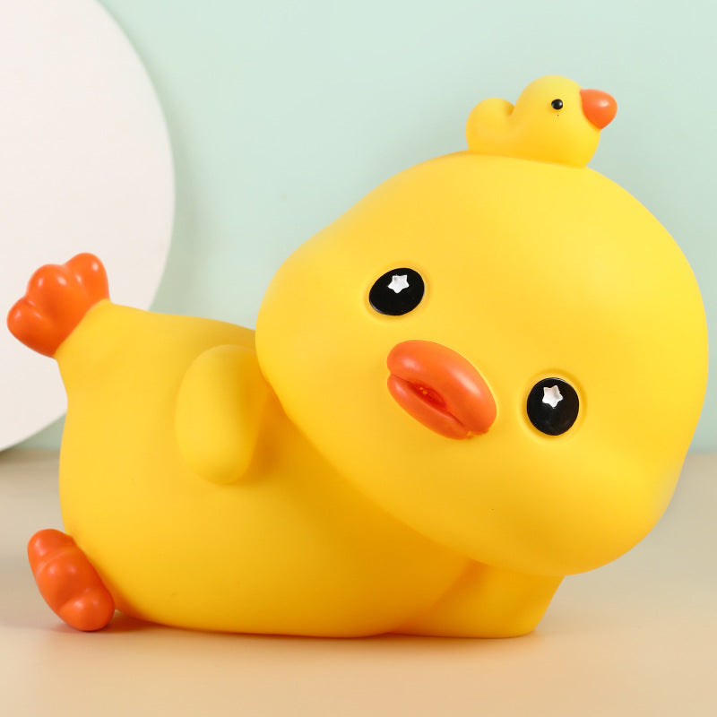 Cartoon Duck Vinyl Piggy Bank with Removable Coin Stopper