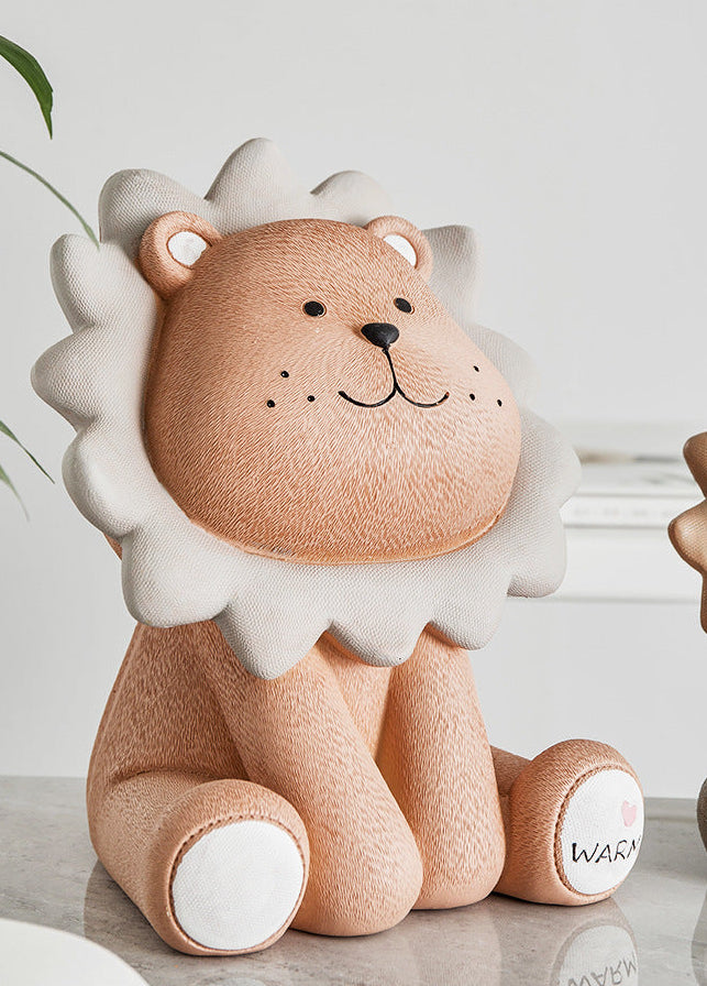 Nordic Lion Vinyl Piggy Bank in Brown or Gray