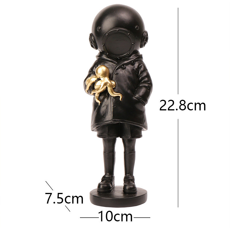 Deep sea diver resin figurine