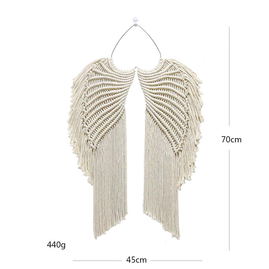 Handwoven cotton rope angel wings macrame wall hanging