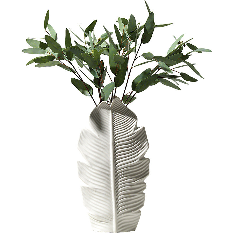 White maple leaf ceramic vase
