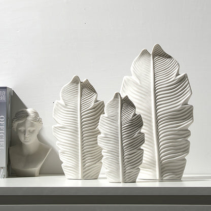White maple leaf ceramic vase