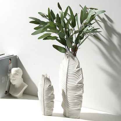 White maple leaf ceramic vase