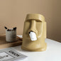 Sculptural face ceramic tissue box cover
