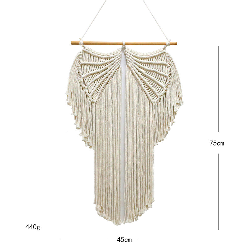Handwoven cotton rope angel wings macrame wall hanging