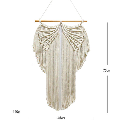 Handwoven cotton rope angel wings macrame wall hanging
