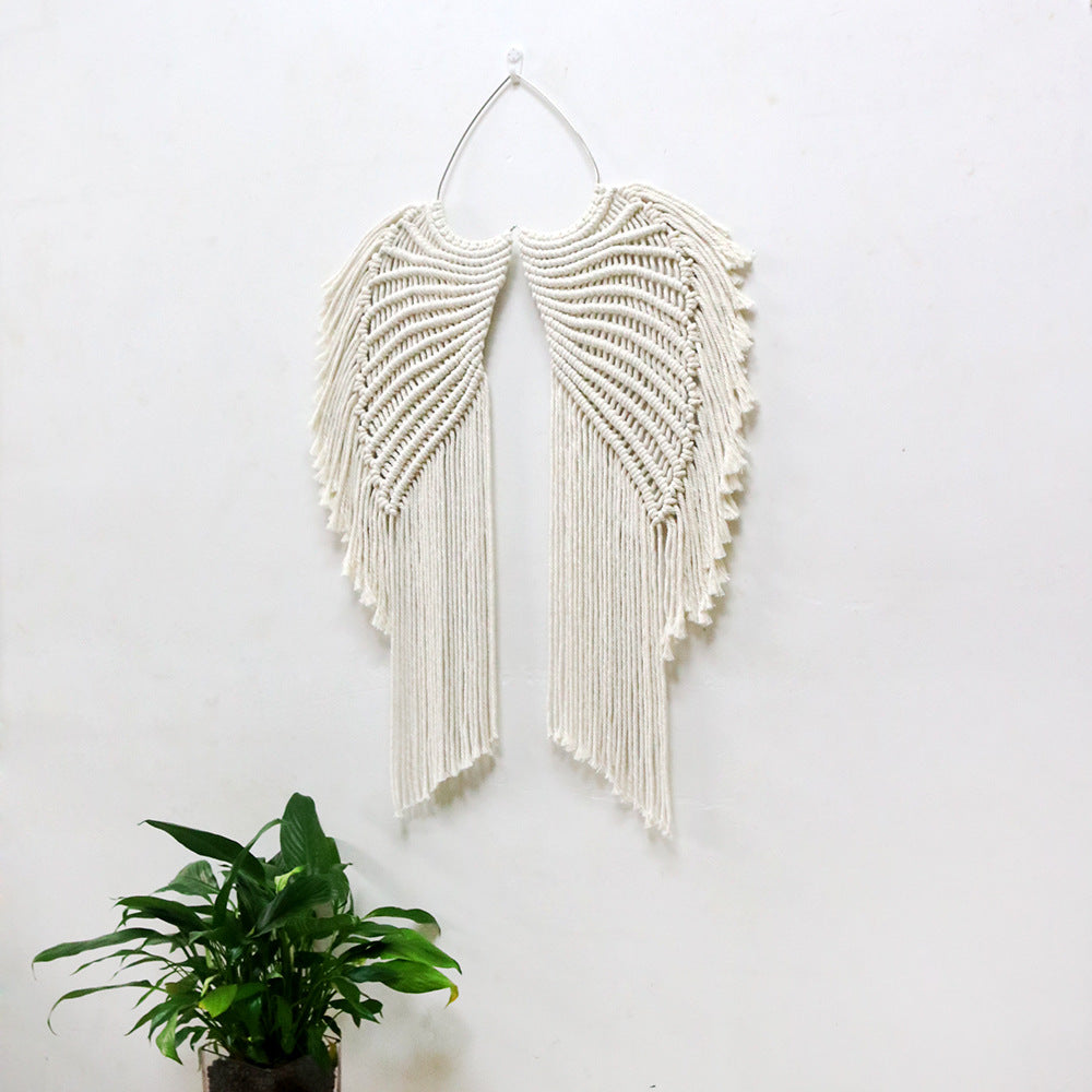 Handwoven cotton rope angel wings macrame wall hanging