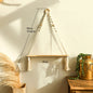 Boho macrame hanging wall shelf with wood beads and tassel