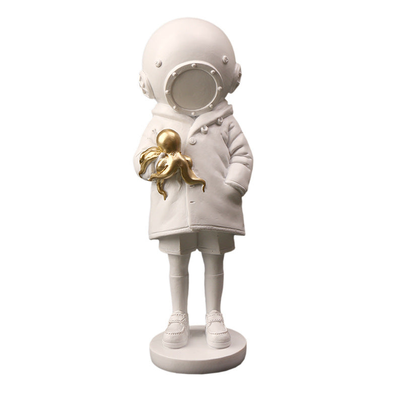 Deep sea diver resin figurine
