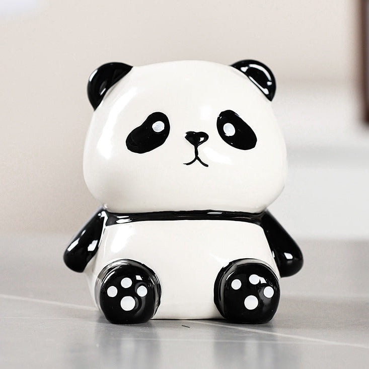 Cute Panda Ceramic Piggy Bank with Removable Coin Stopper