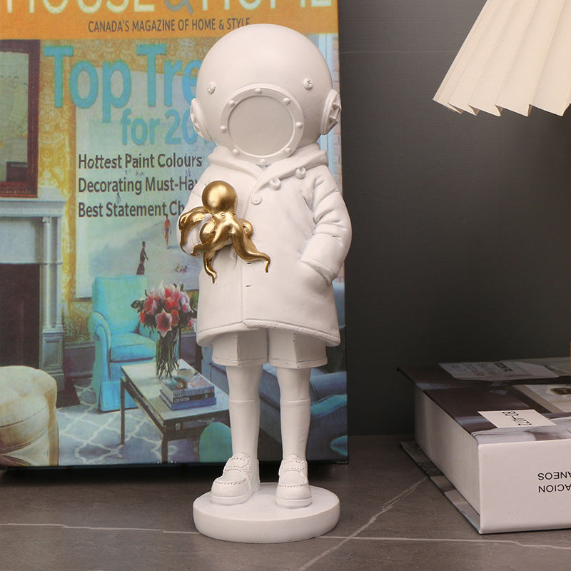 Deep sea diver resin figurine