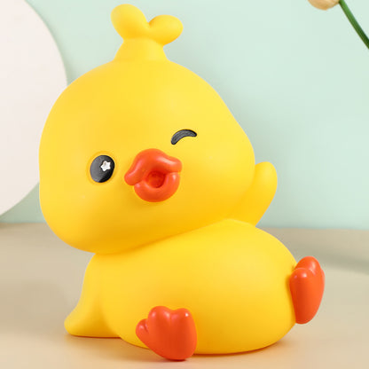 Cartoon Duck Vinyl Piggy Bank with Removable Coin Stopper