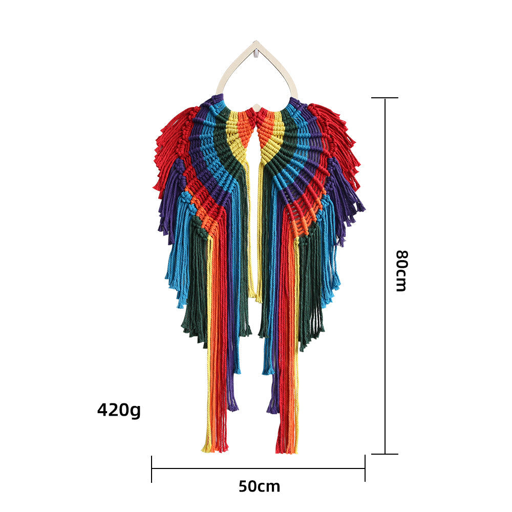 Handwoven cotton rope angel wings macrame wall hanging