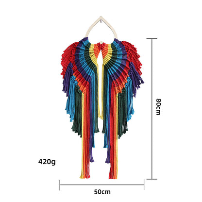 Handwoven cotton rope angel wings macrame wall hanging