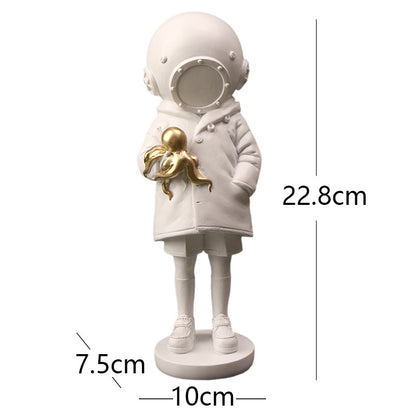 Deep sea diver resin figurine