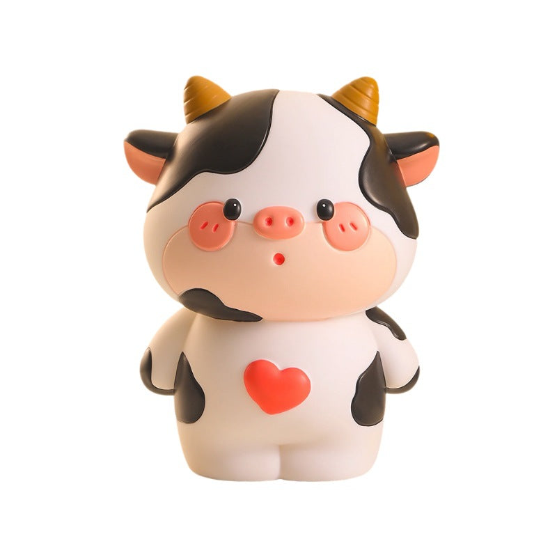 Cute Cow Vinyl Piggy Bank with Removable Coin Stopper