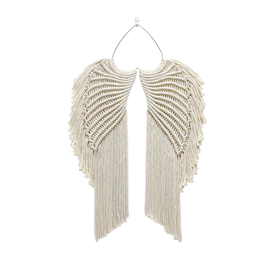 Handwoven cotton rope angel wings macrame wall hanging