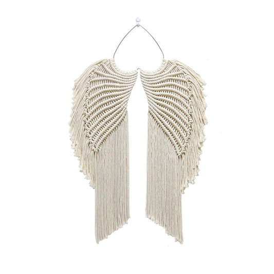 Handwoven cotton rope angel wings macrame wall hanging