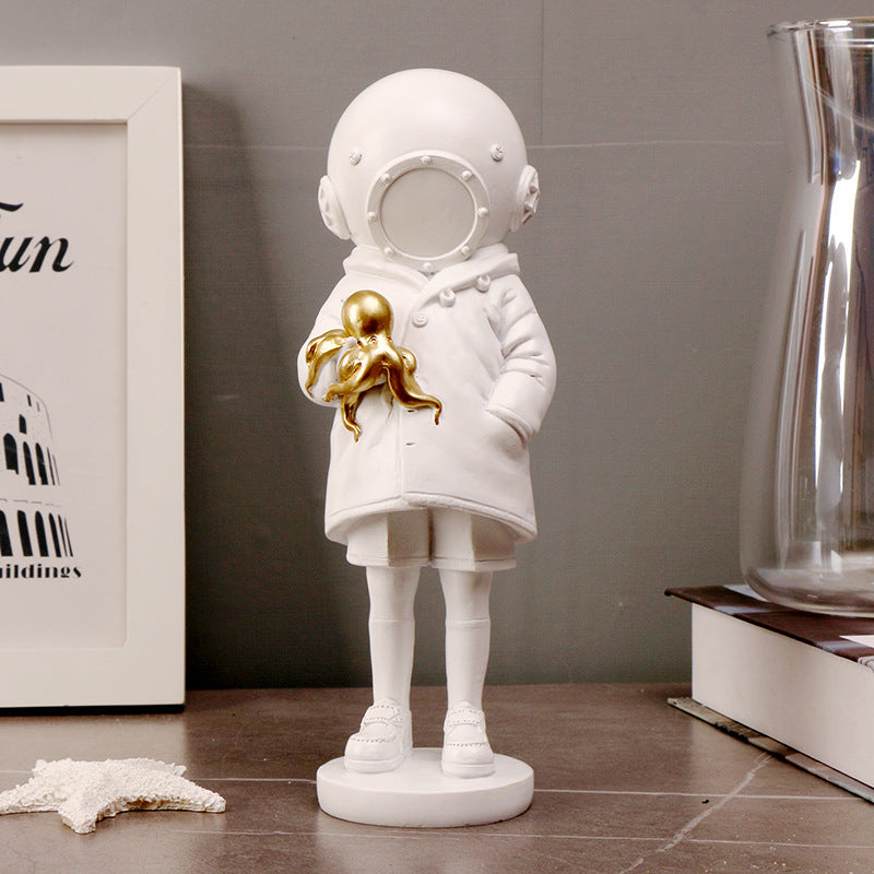Deep sea diver resin figurine
