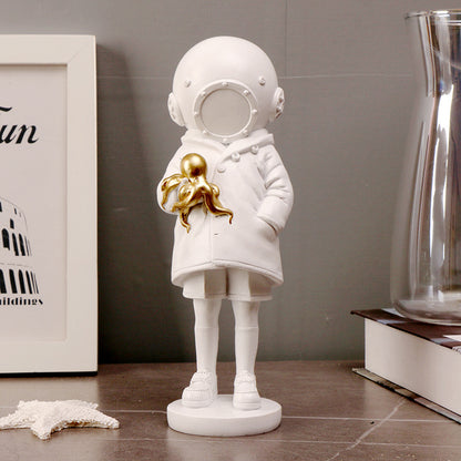 Deep sea diver resin figurine