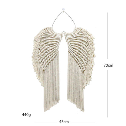 Handwoven cotton rope angel wings macrame wall hanging
