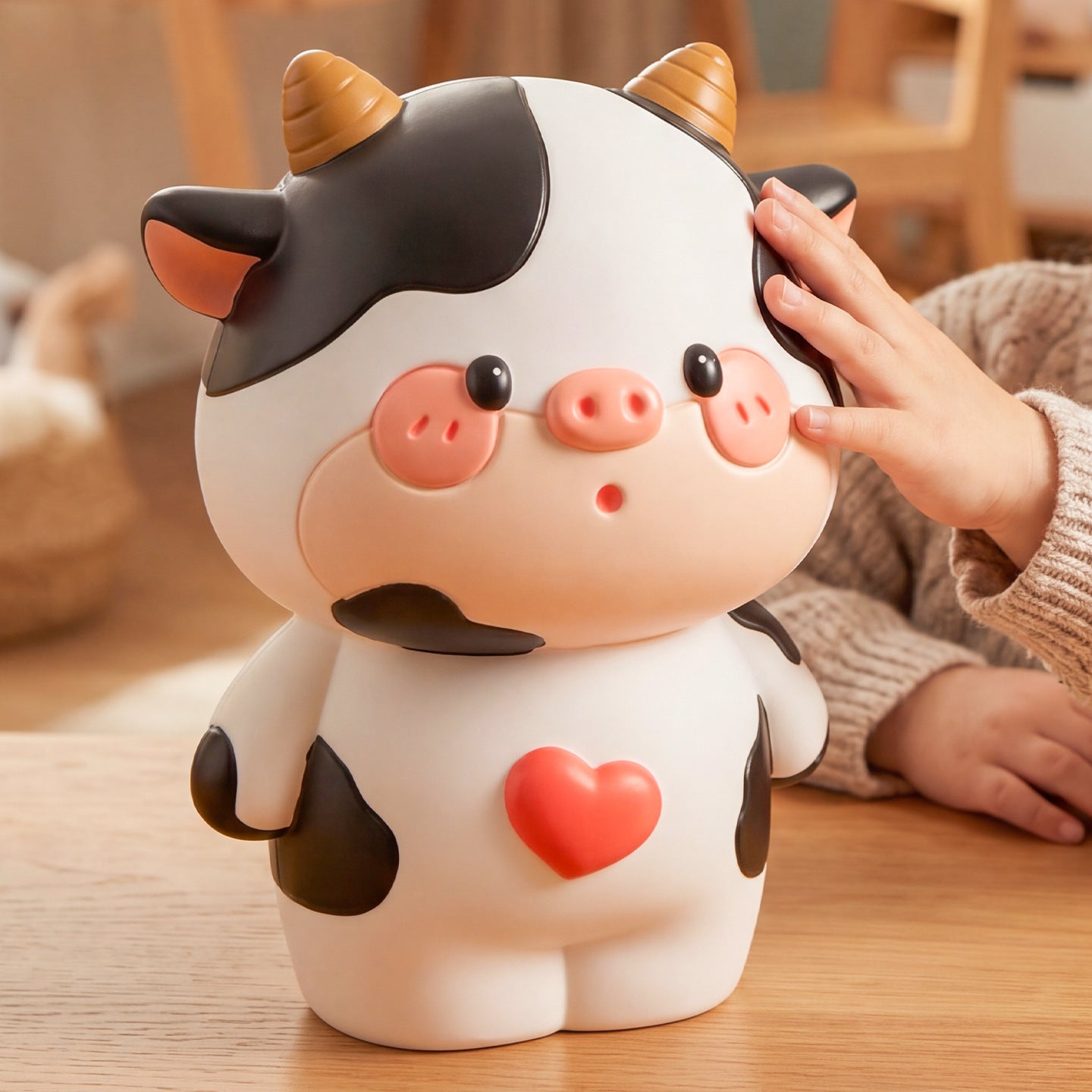 Cute Cow Vinyl Piggy Bank with Removable Coin Stopper - Large