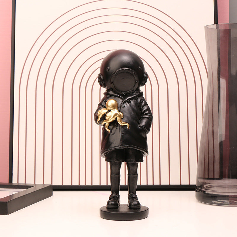 Deep sea diver resin figurine