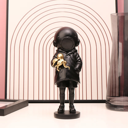 Deep sea diver resin figurine