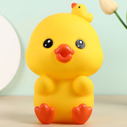 Cartoon Duck Vinyl Piggy Bank with Removable Coin Stopper