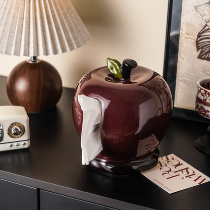 Red apple ceramic tissue box holder